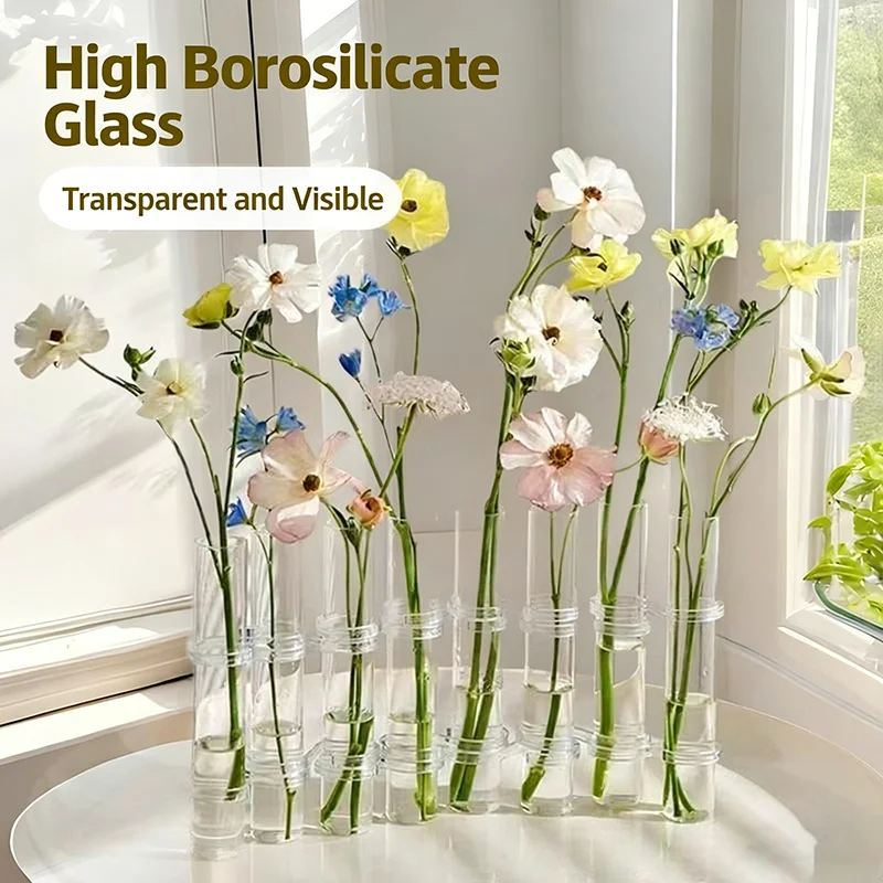 Creative Stackable Transparent Glass Test Tube Vase Hydroponic Plant Holder Home Table Decor  Wedding Party Floral Arrangement