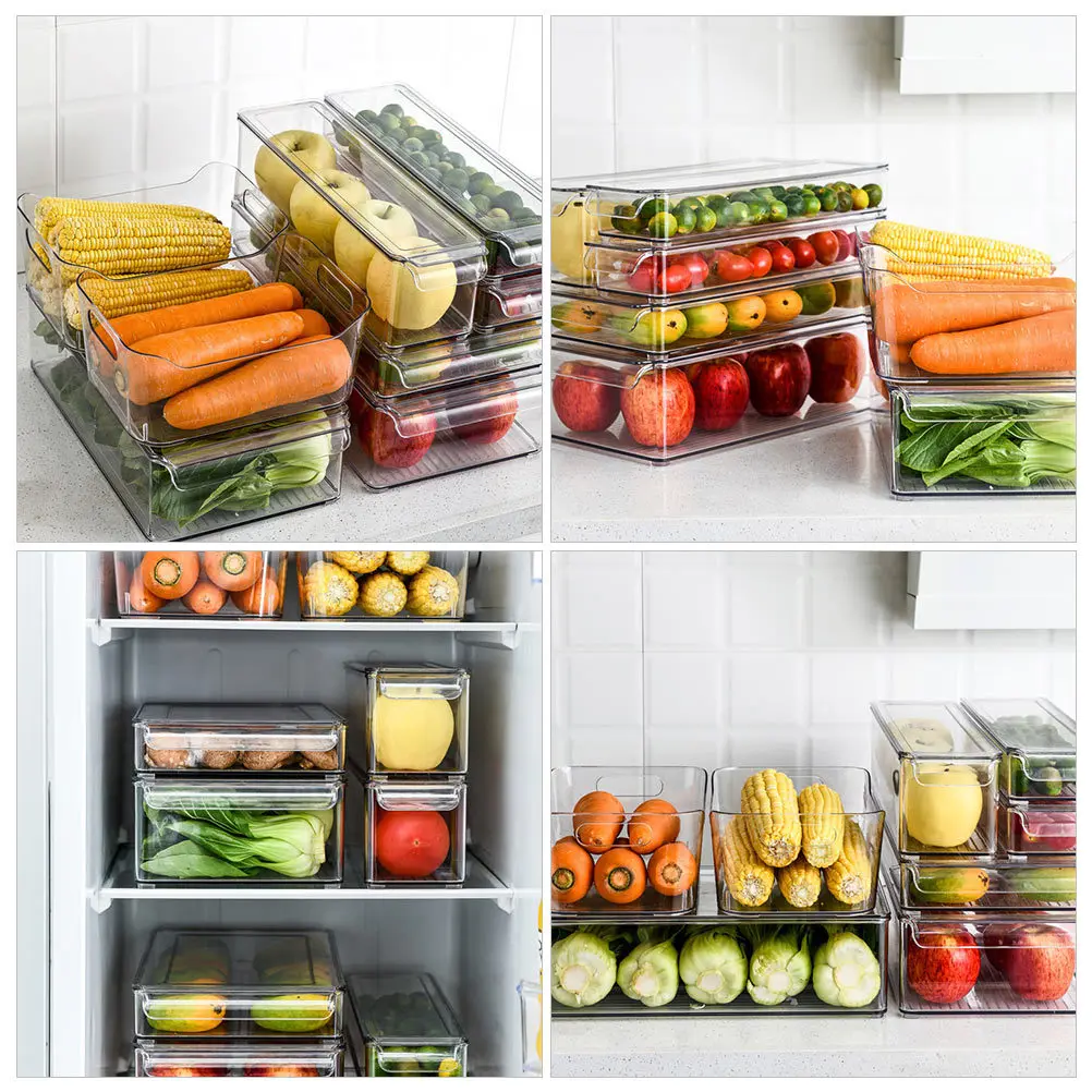 

2Pcs Refrigerator Crisper Box Transparent PP Material Fruit Vegetable Storage Box Sealed Fridge Large Capacity Odor