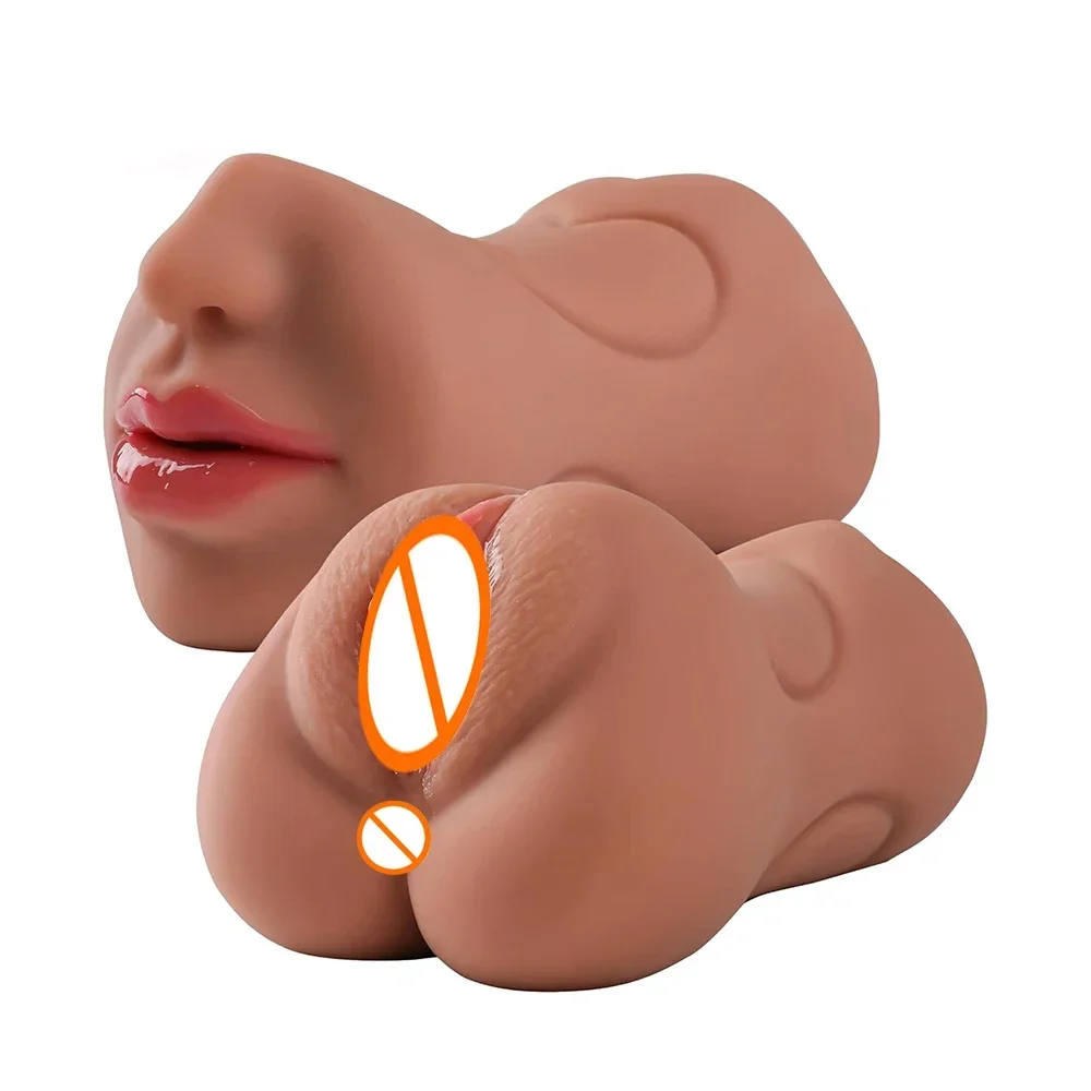 Juguete sexual 3 en 1 para hombres: masturbador masculino con copa, tapón anal y vagina de silicona, dildo de garganta profunda con movimiento para mayor placer.