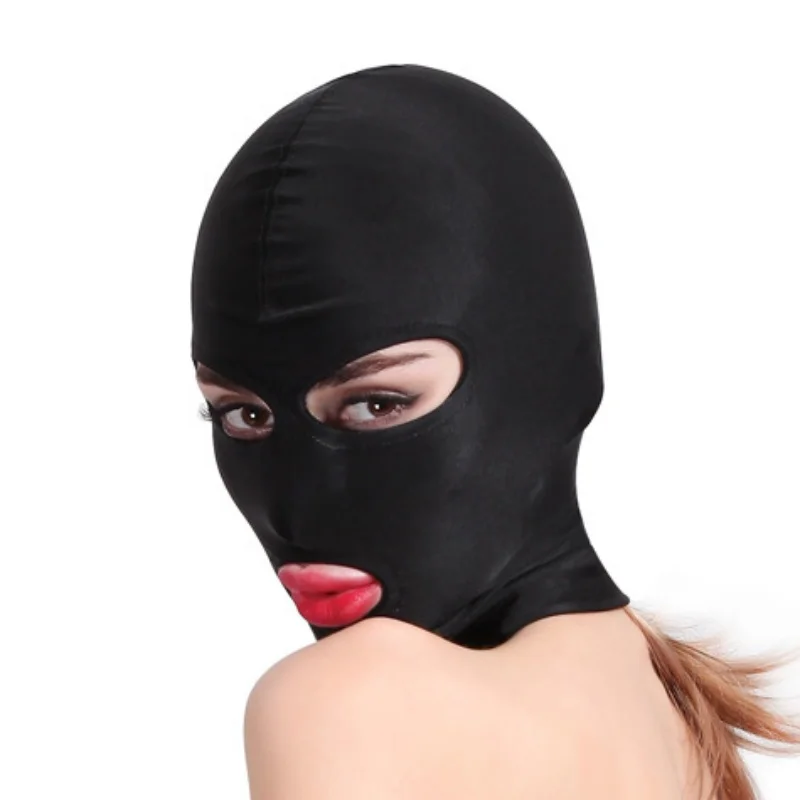 M/L Cosplay Party Hat Tactical Games Black Elasticity Balaclava Cap Unisex Fetish Full Face Mask Standard Seamless Bondage Hood