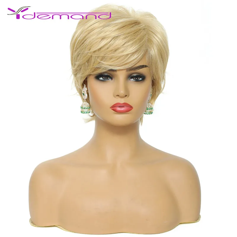 

Y Demand Synthetic Hair Short Natural Hair For Grace Women Elastic Beauty Straight Heat Resistant Kanekalon Wig Black Daily Wigs