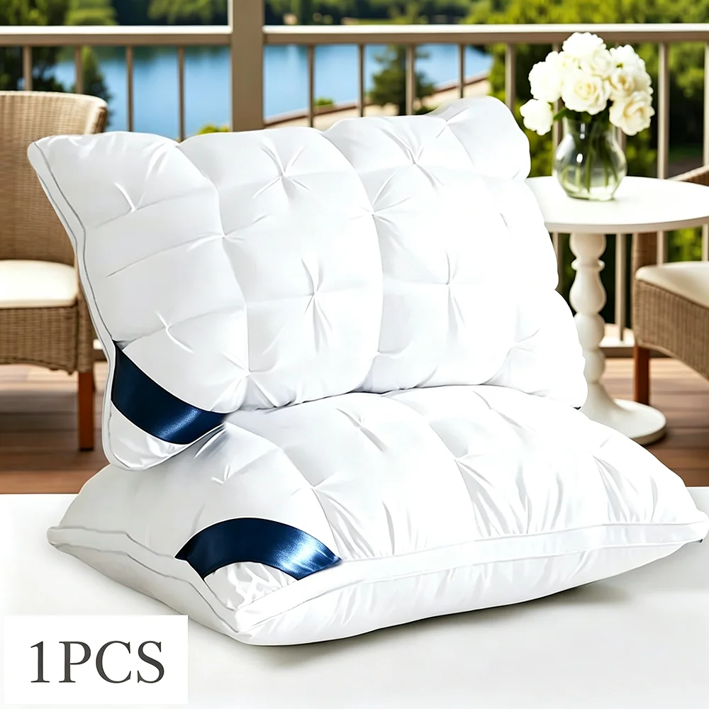Cervical Neck Pillow Twisted Floral Hotel Bed Pillows, Luxury Soft Fluffy Microfiber Pillows for Daily Sleeping, Ergonomic Neck