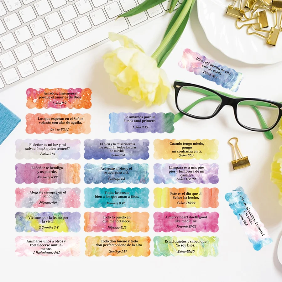 200 Pieces Spanish Scripture Inspirational Stickers Colorful Bible Verse Stickers Christian Planner Religious Stickers.