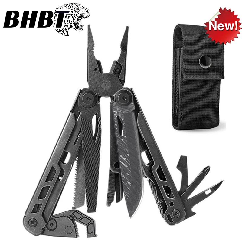 

BHBT 24B 15-IN-1 Multi-Tool Pliers Multi-functional Wrench With Damascus Knife Folding EDC Outdoor Camping Survival Multi Tool