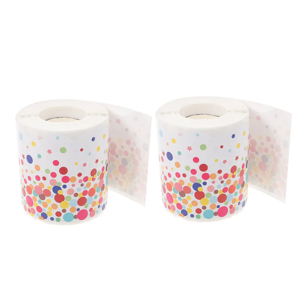 

2 Rolls 65.6 Wave Border Trim Stickers Removable Strong Adhesive Bulletin Board Border Classroom School Display Decor Dot