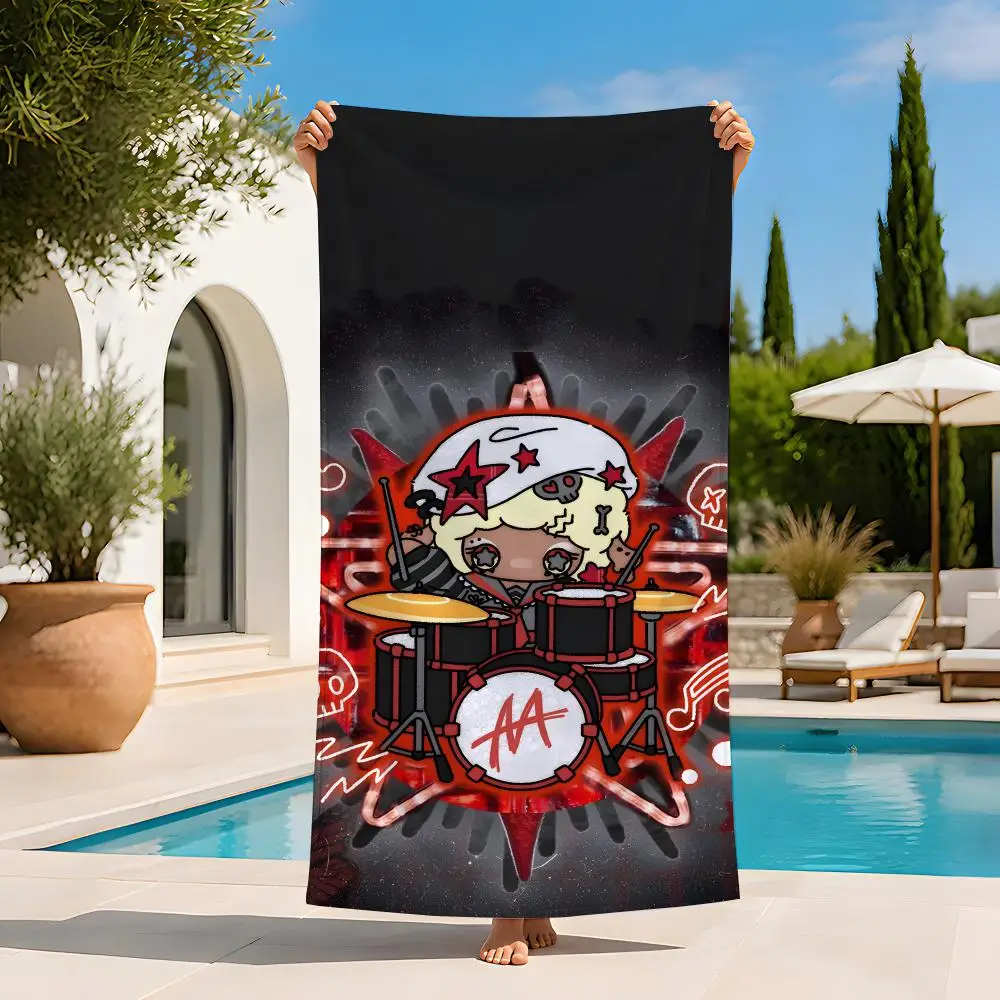 Toalla con ilustración de baterista punk original, toalla de playa extra grande, de secado rápido, sin arena, súper absorbente, ligera, resistente al calor