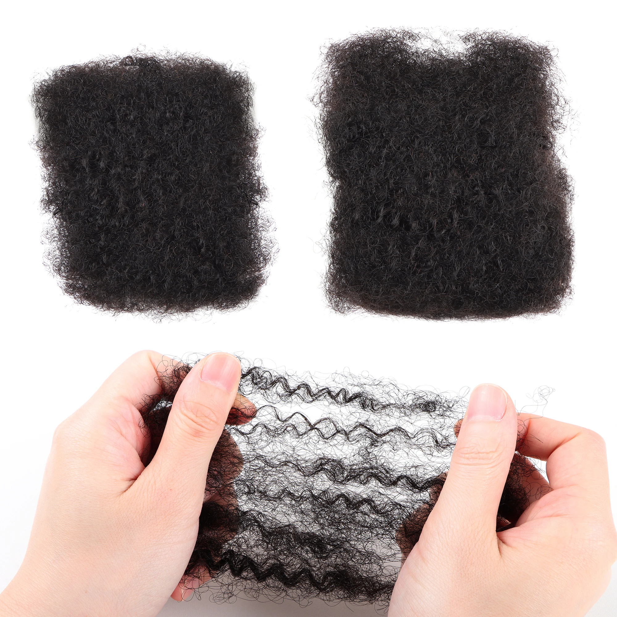 Afro kinkys-extensiones de cabello humano, pelo natural negro, loc