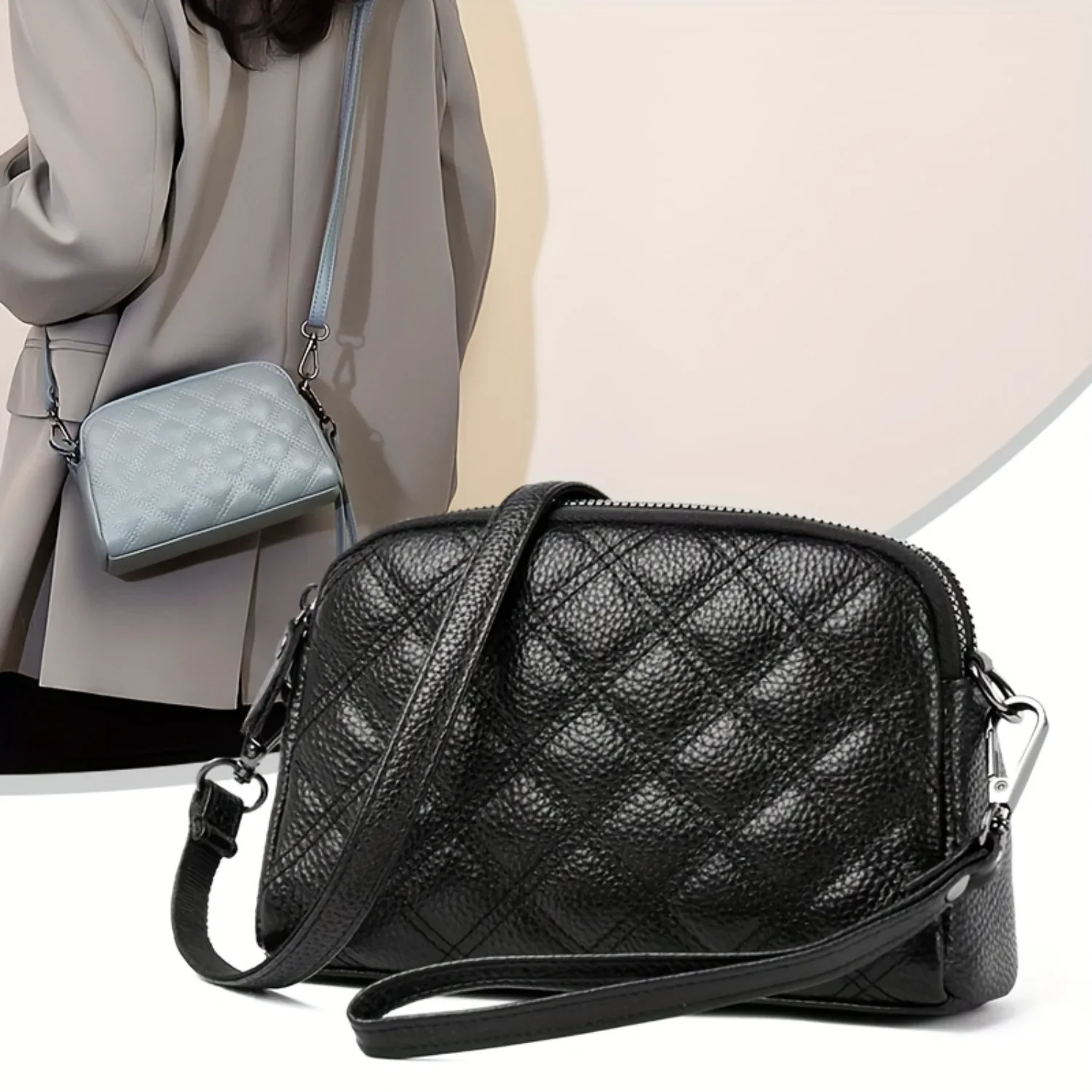 

Fashion Vegan Crossbody Bag, Genuine Leather Shoulder Bag, Women's Casual Handbag & Purse