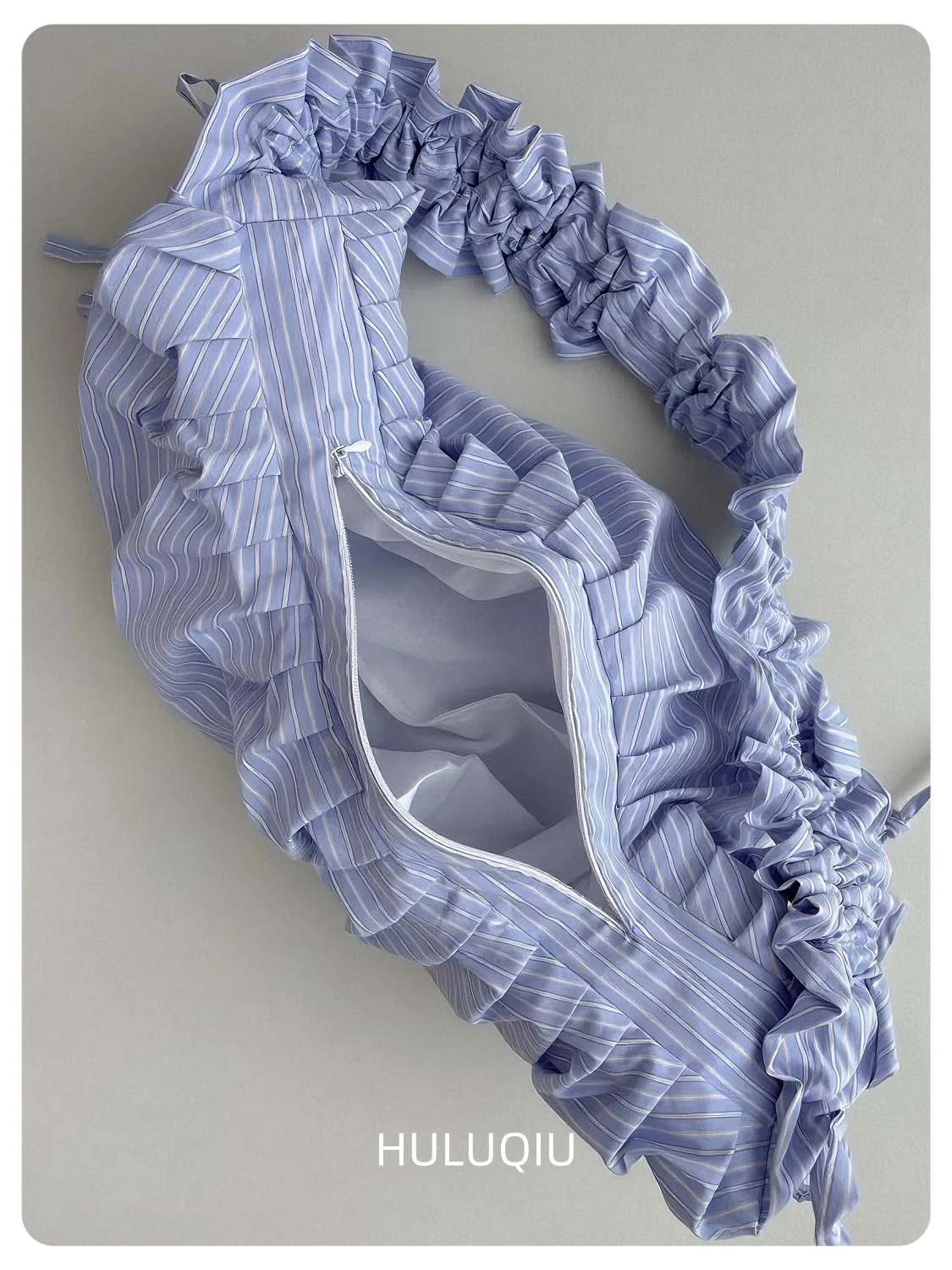 Pleated Striped Dumpling Hobo Bag Solid Color Korean Soft Cotton  Phone Purse Stylish Underarm Shoulder Shopping Bag