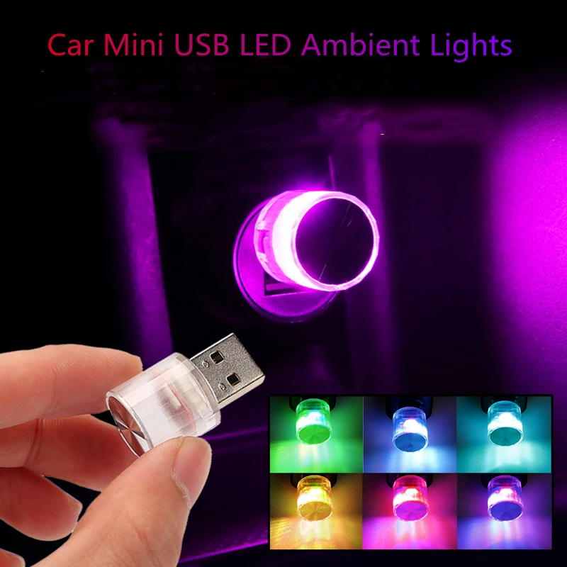 Car Mini USB LED Ambient Light Decorative Atmosphere Lamps for Interior Environment Auto PC Computer Portable Light Plug Play