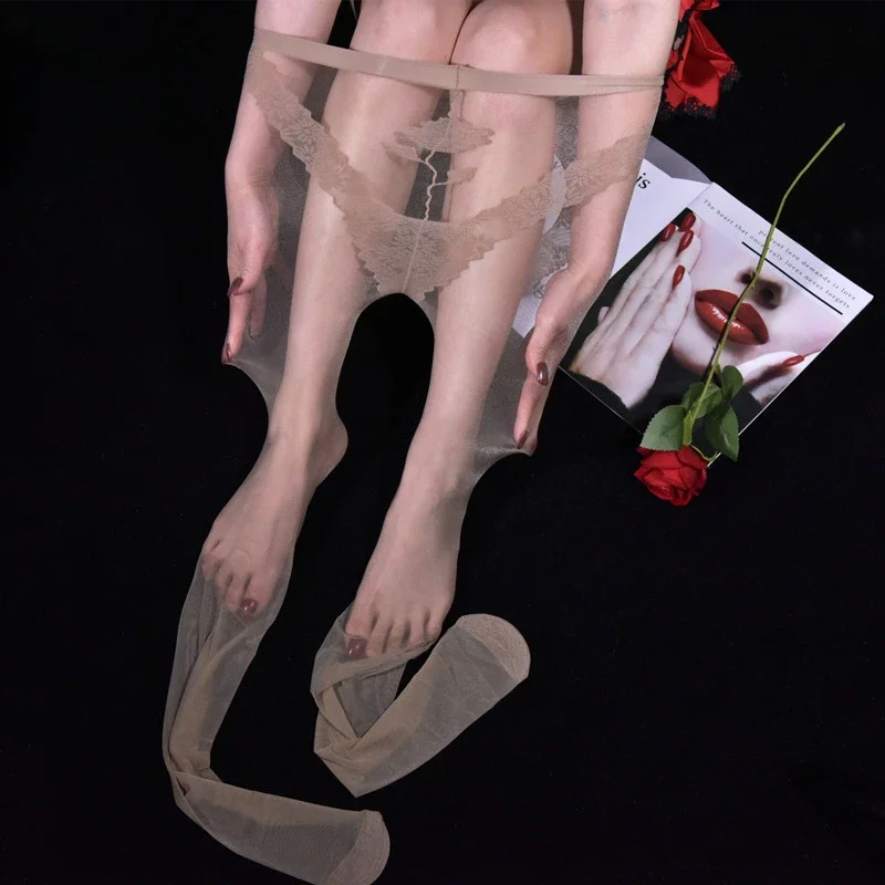 Meias transparentes completas mulheres ultra finas meia-calça jacquard meias brilhantes senhoras lingerie erótica ver através de leggings