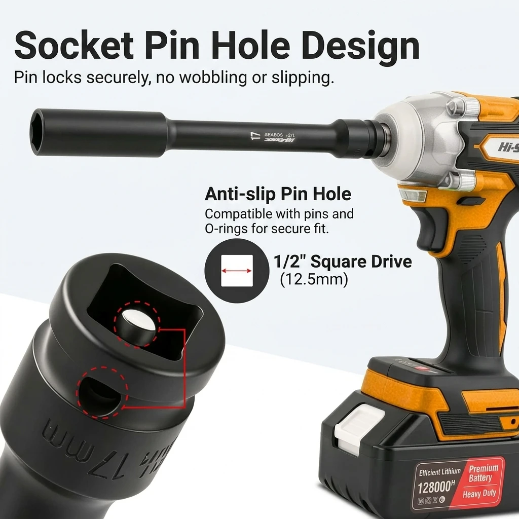 1/2 Inch Drive Extra Long Impact Socket 200mm CR-V Deep Pneumatic Electric Wrench Sleeve for Auto Repair Hand Tool Metric - view 4