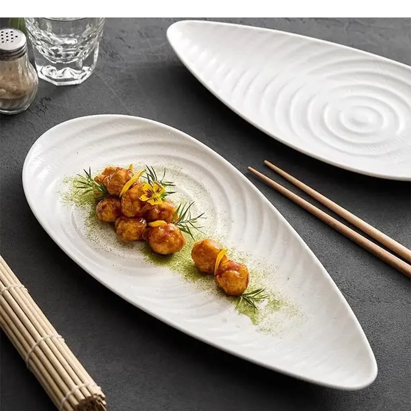 

Pure White Irregular Ceramic Dinner Plate Restaurant Steak Dessert Sushi Plates Salad Specialty Tableware