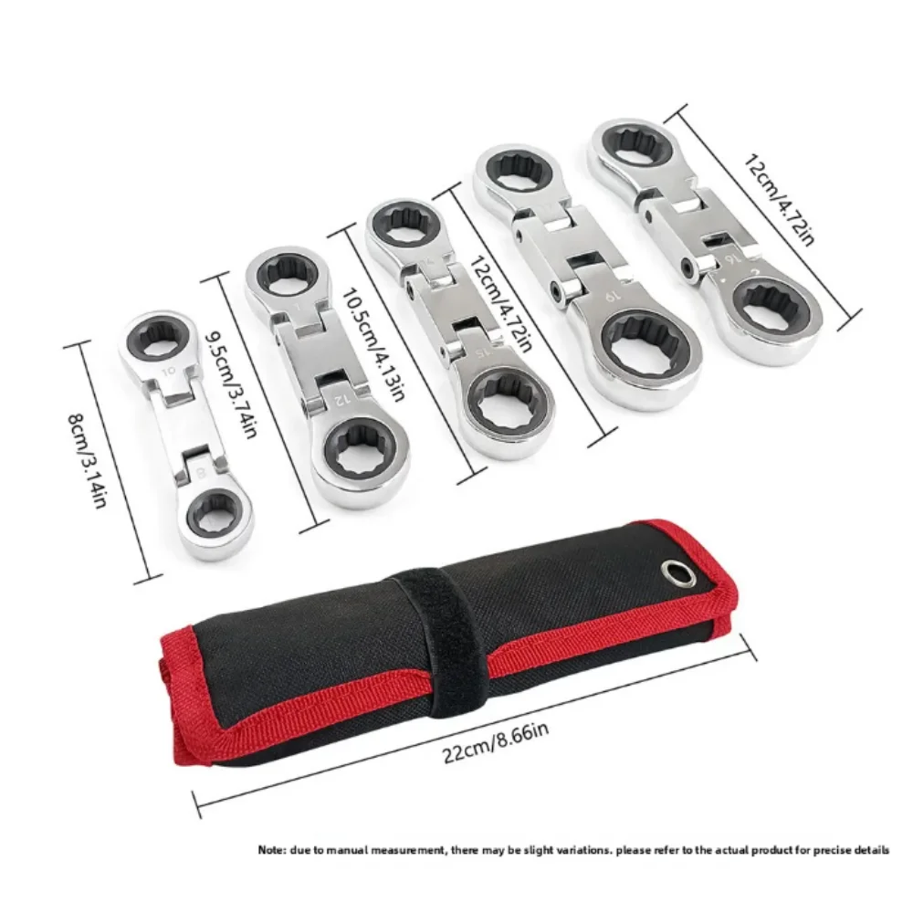 Flex-Head Design Flex-Head Ratcheting Wrench Double Box End Ratcheting Mechanism Mini Wrench Set Mini Size Portable