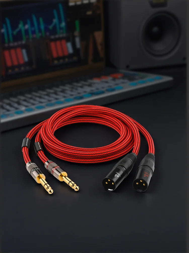 Kabel HiFi Dual 6.5 do 2XLR 6N OFC, złącze 1/4 cala Jack TS/TRS 6.5mm do XLR męski/żeński 3-pinowy kabel audio do głośnika, miksera, mikrofonu — zdjęcie produktu 7