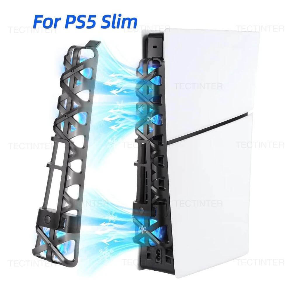 Cooling Fan for PS5 Slim Cooling System with USB 3.0 Port Cooler for PlayStation 5 Slim Disc/Digital Console Accessories