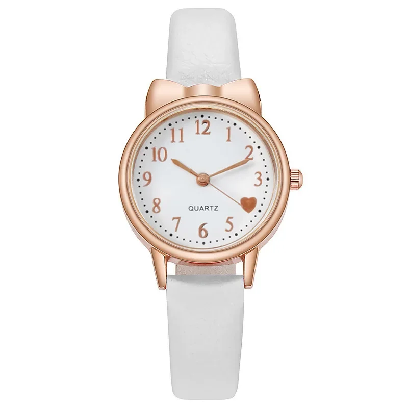 Ensemble de montres à quartz avec bracelet en cuir pour enfants, montre à cadran numérique Love, horloge pour enfants, bracelet pour filles, mode 2023