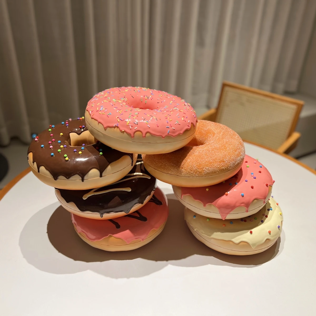 1pc Oversize Donut Simulation Model Dessert Decoration PU Bakery Coffee Shop Decoration Giant Artificial Bagel photography props