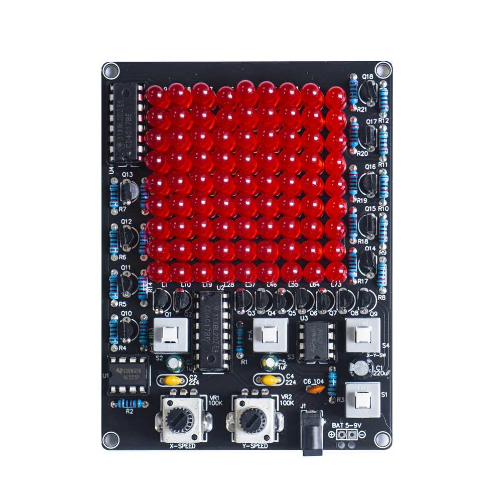 DIY Electronic Kit LED Tracking Light Kits X/Y-axis Adjustable Speed Flow Water Light Flashing LED Follow Spot Fun Soldering