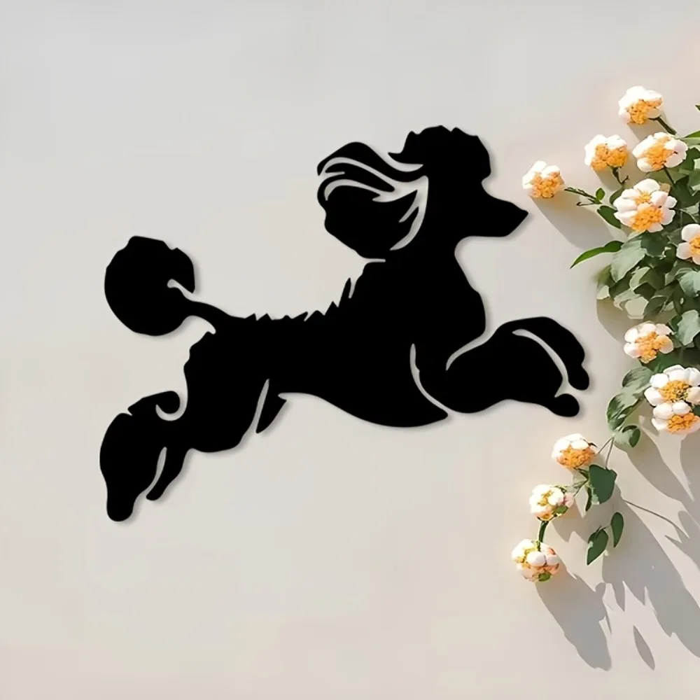Vintage Poodle Metal Wall Art Iron Home Study Rustic Hanging Unique Accent Indoor Gift Boho Cottage Patio Living Room Sign
