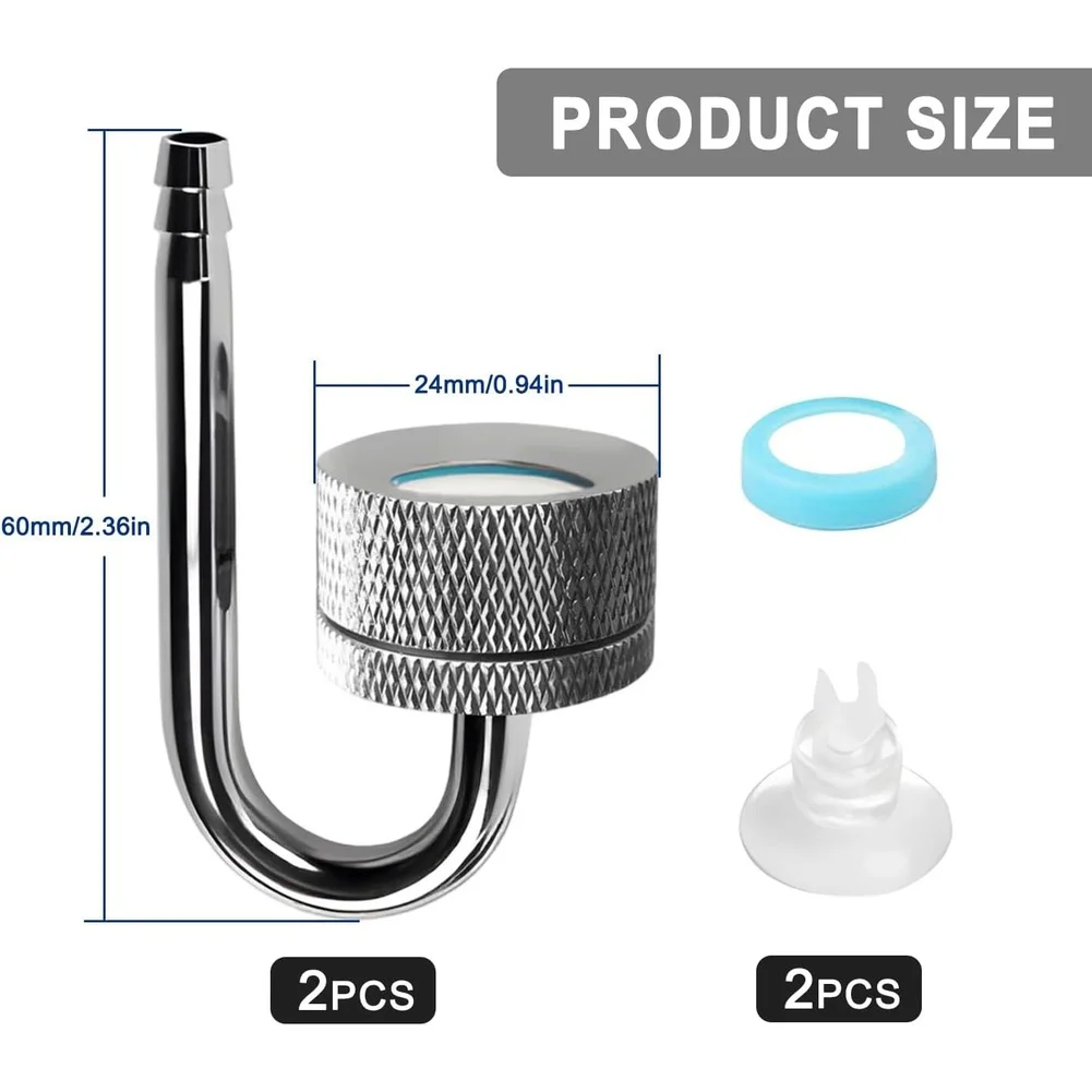 Carbon Dioxide Diffuser Set 2pcs for Aquarium Use Featuring Aluminum Alloy Build and Efficient U Shape Bubble Output