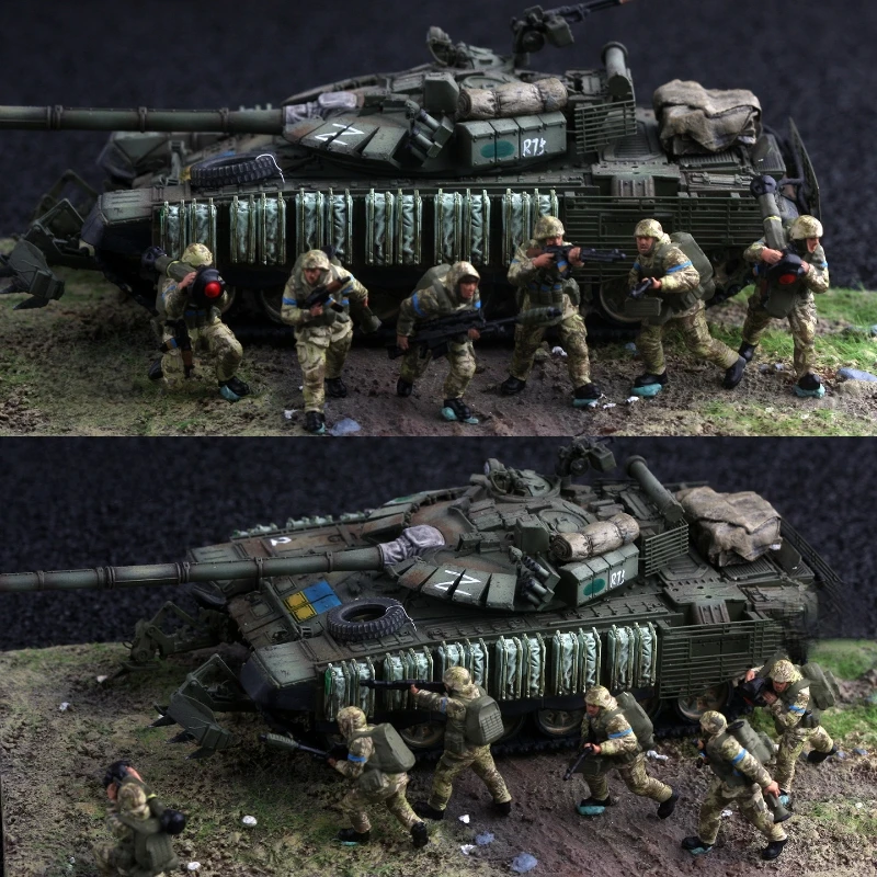 

1:72 Scale 3D Printing Painted Model 6Pcs Support Team Soldiers Action Figure Toys DIY Scene Accessory Display Collection Fans