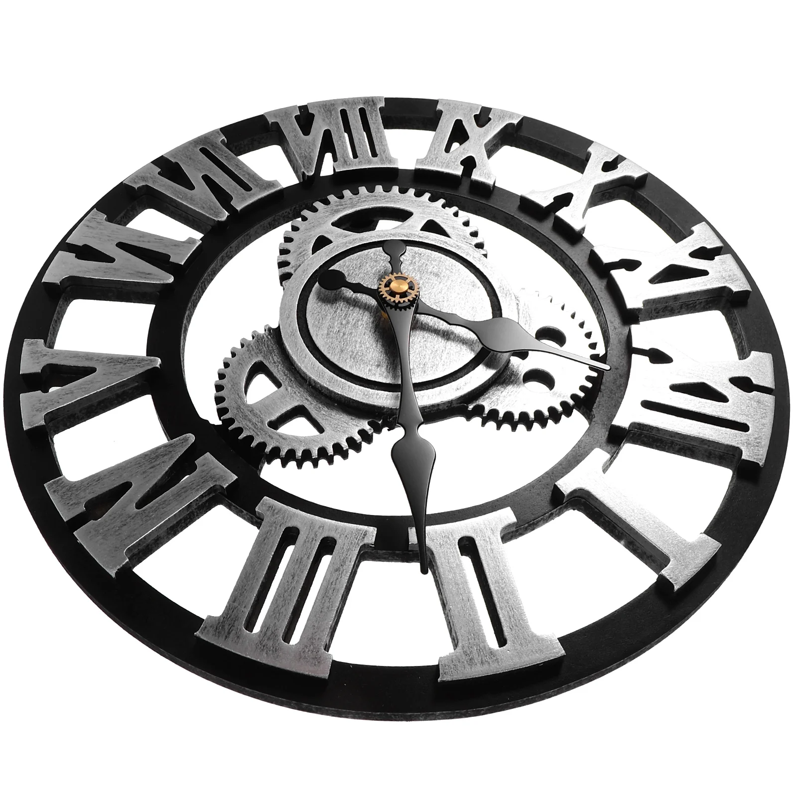 

Retro Gold Gear Clock Art Decor Wall Hanging Decorative Vintage Round for Home Office