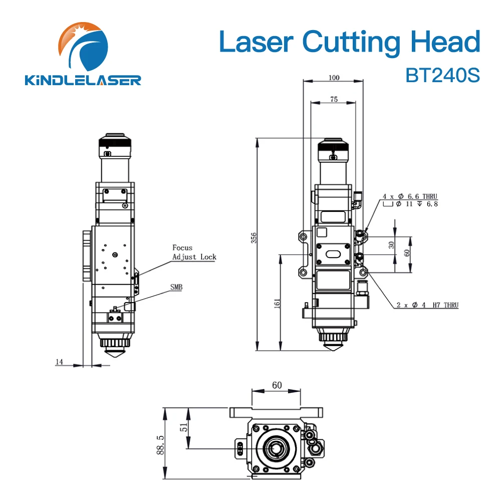 OEM Raytools BT240S 0-3kW Fiber Laser Cutting Head Manual Focus for Raycus IPG Fiber Laser Cutting Machine BT240