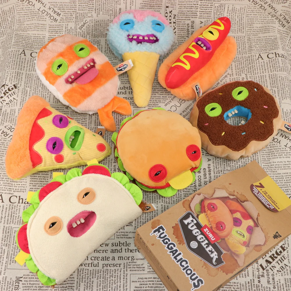 

Fuggalicious Fuggler Original Dolls Dumpling Hamburger Pizza Hot Dog Doughnut Ugly Teeth Monster Plush Toys Random 1PC Blind Box