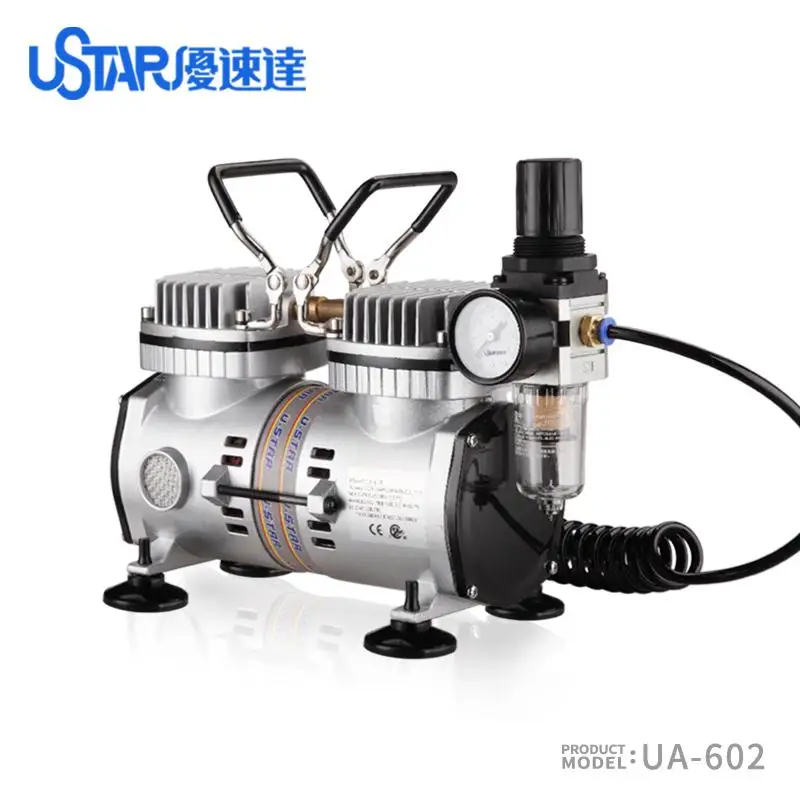 USTAR UA-110013 U-602 MINI AIR COMPRESSOR Air pump double piston mute design