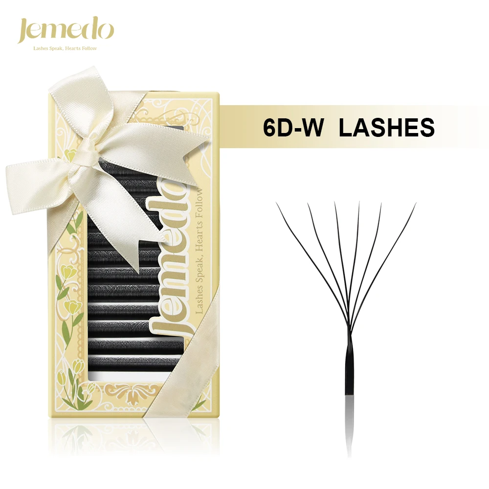 

JEMEDO 6D Eyelash Extension W-Shape 0.07mm Lash Extensions Natural Premade Volume Fans C/D/M Curl Lashes For Beauty Eye Makeup