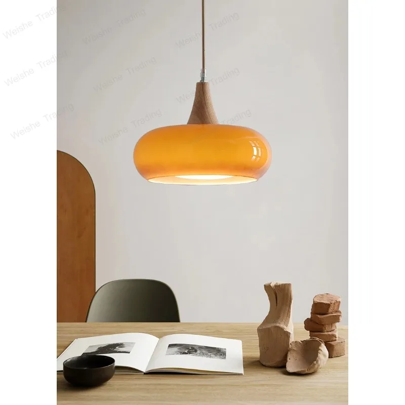 

Middle Orange Chandelier Retro Modern Decoration Ceiling Light Restaurant Study Cafe Coffee Table Bar Pendant Lamp