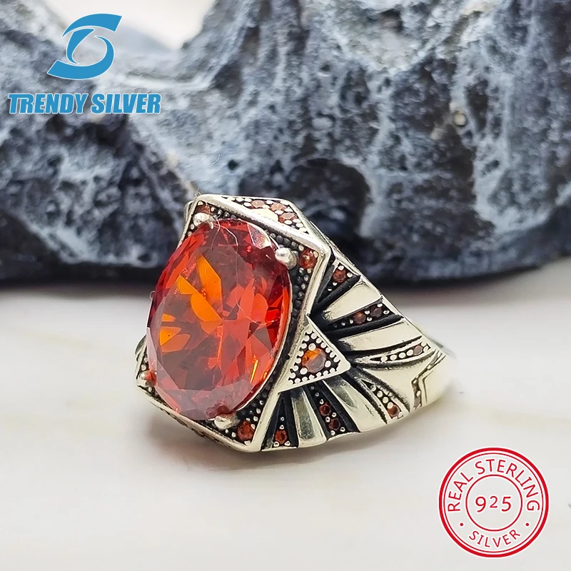

luxury Mens Man rings real 925 sterling silver certified original jewelry for men black stone ring male