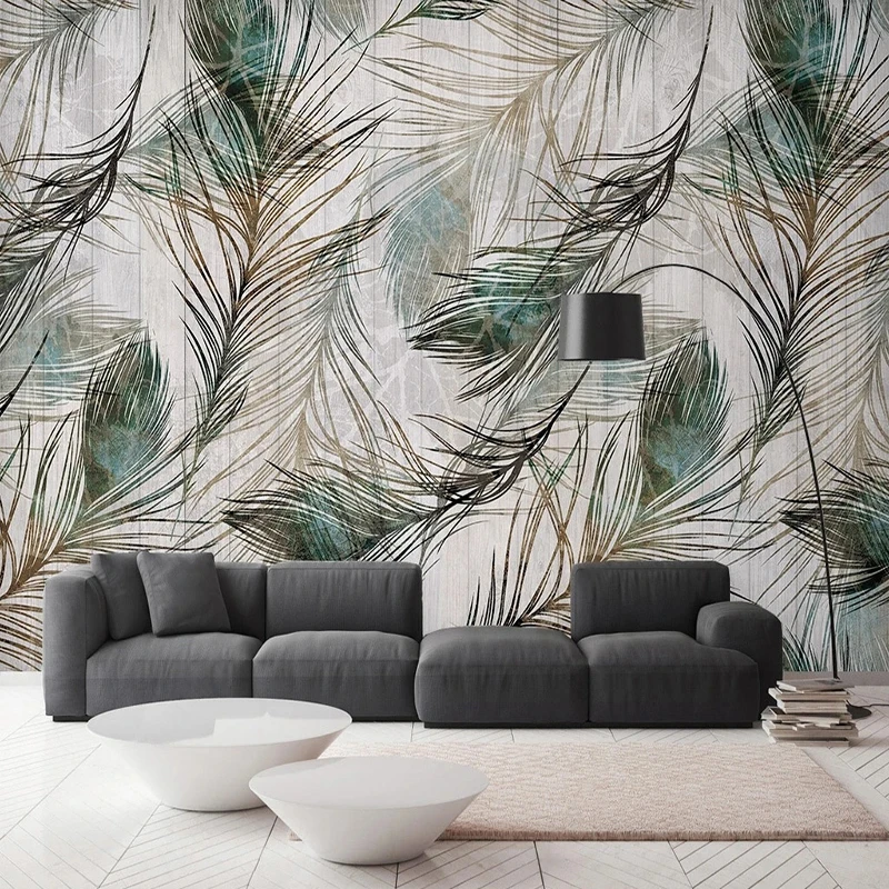 3D Modern Wallpaper Nordic Retro Fresh Peacock Feather Art Photo Murals Personalized Customization Decoration Wall Papers Papier