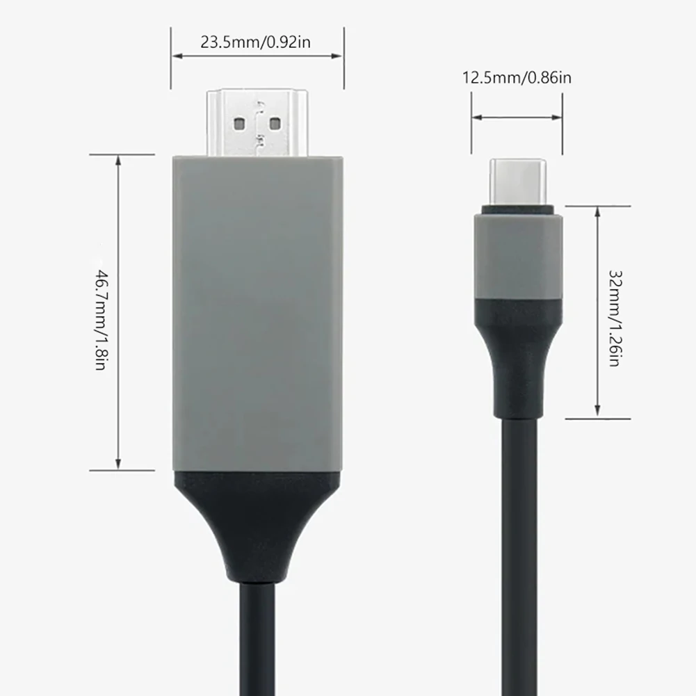 كابل USB C من النوع C إلى HDMI 4K متوافق مع USB-C من النوع C إلى كابل تلفزيون HDTV متوافق مع HDMI مناسب لجهاز MacBook Pro/Air لجهاز iPad Pro 2020
