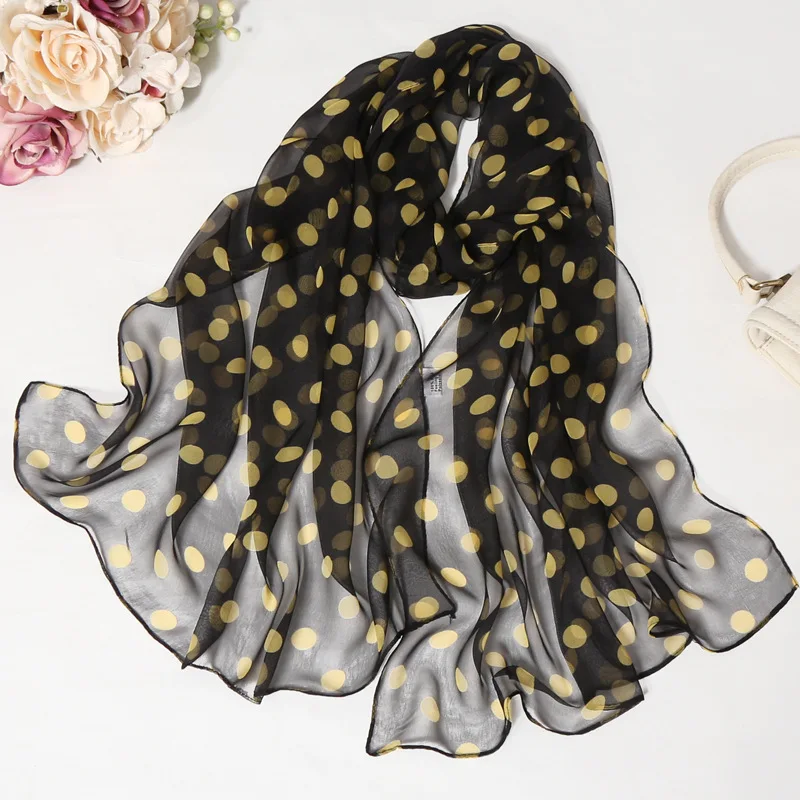 

Gradient Polka Dot Georgette Scarf Women Lightweight Chiffon Versatile Shawl Spring Autumn Korean Style Hijab Long Hair Wrap