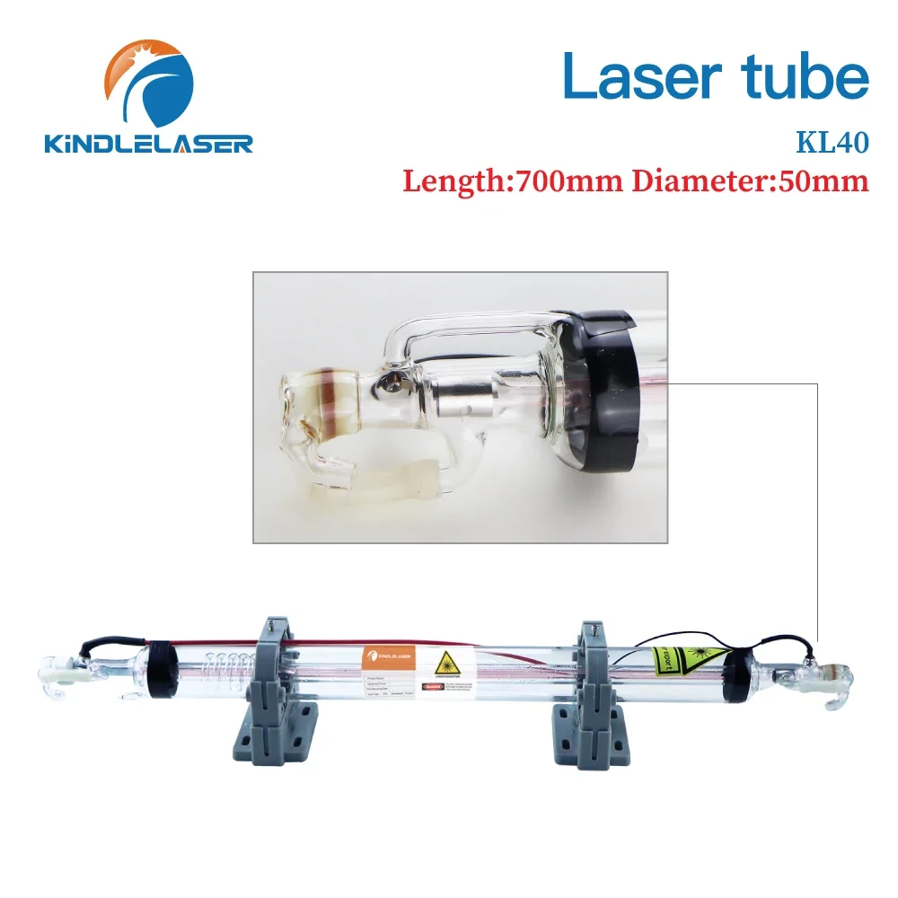 Imagem -02 - Kindlelaser 40w Tubo Laser Co2 Comprimento 700 mm Lâmpada Laser de Vidro Cabeça de Vidro para Máquina de Corte e Gravação a Laser Co2 Série K40