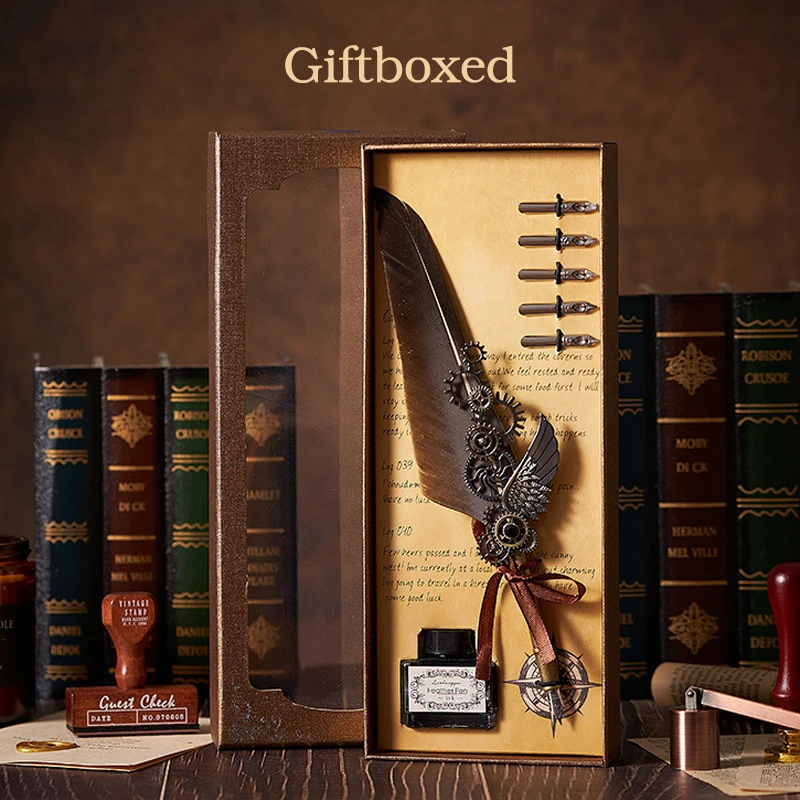 

Набор каллиграфических ручек с 5 сменными наконечниками и чернилами, перьевая ручка для художественного письма, подписи и творческого рисования, 5 шт.