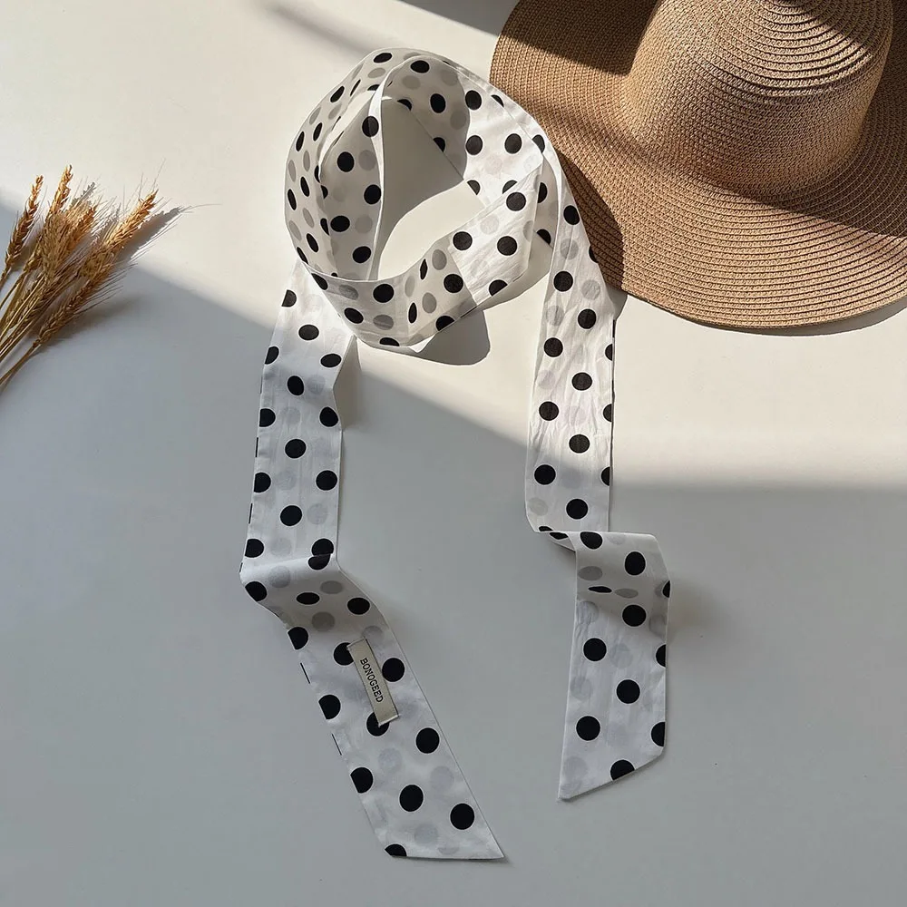 

Multifunction Cotton Oil Painting Scarf Thin Tulip Scarf Headband Vertical Stripe Vintage Extended Long Ribbon Beach