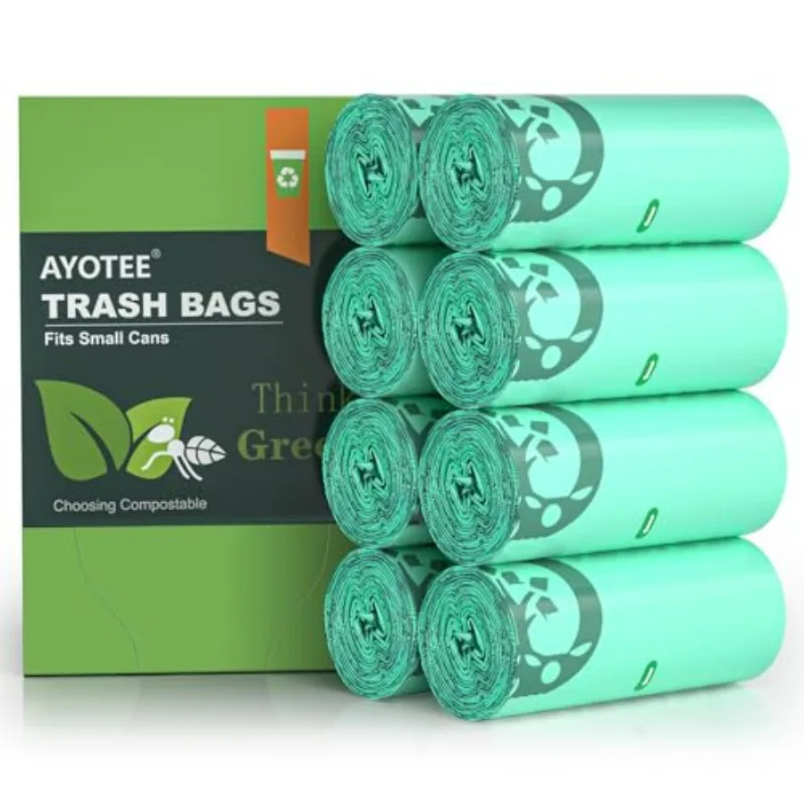 

Маленькие биоразлагаемые мешки для мусора на 200 штук, 1,2 галлона, мешки для компостного мусора для столешницы, 4,5-литровые мини-мешки для мусора, компостируемый мусор