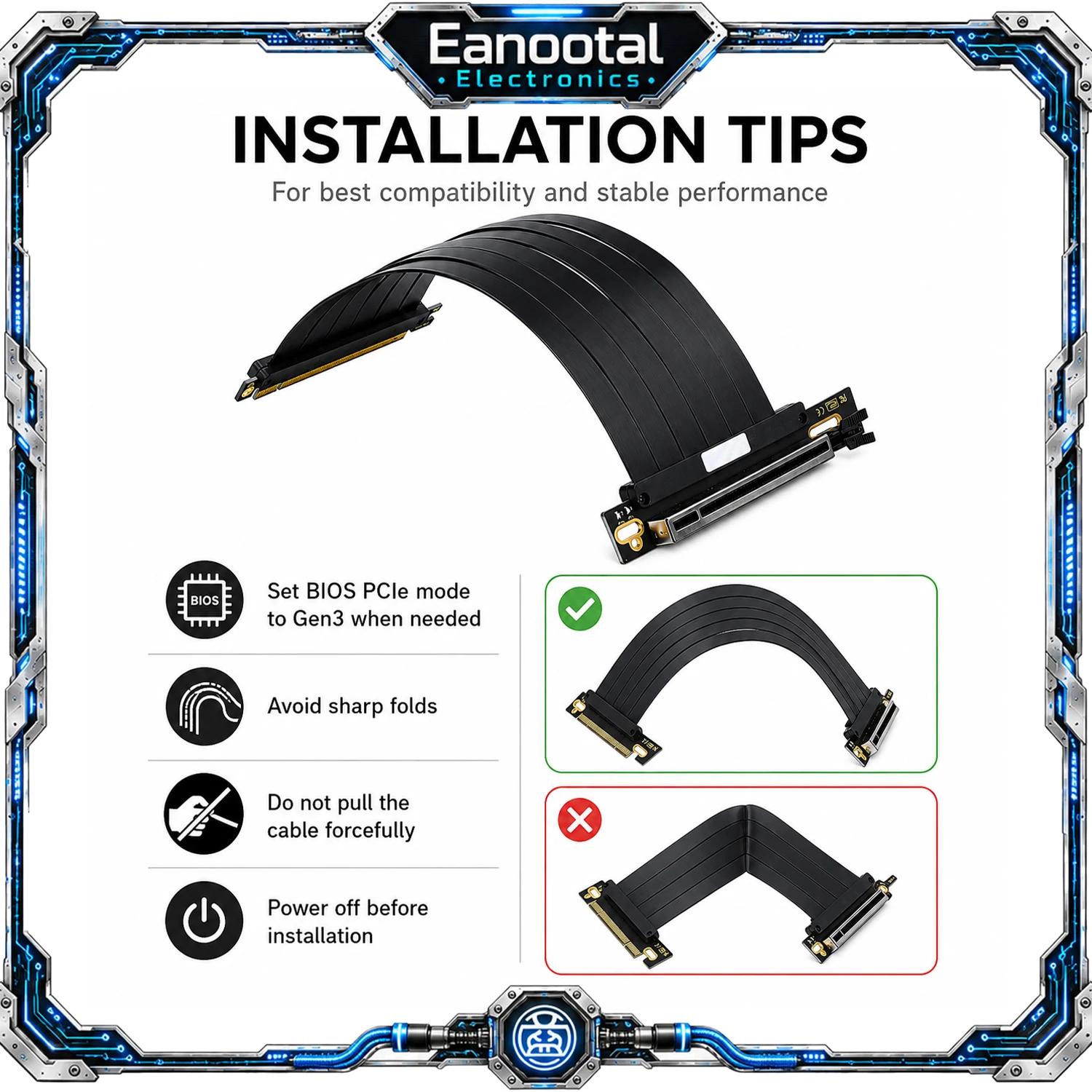 PCIe x16 GPU Extension Cable 15cm 20cm Gen 3 Gen 4 Multiple Design Options