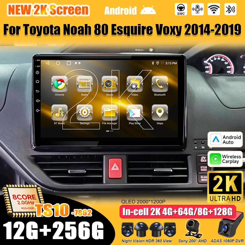 Android 15 For Car Radio Toyota Noah 80 Esquire Voxy 2014 2015 2016 2017 2018 2019 Multimedia Video Player Carplay Bluetooth RDS