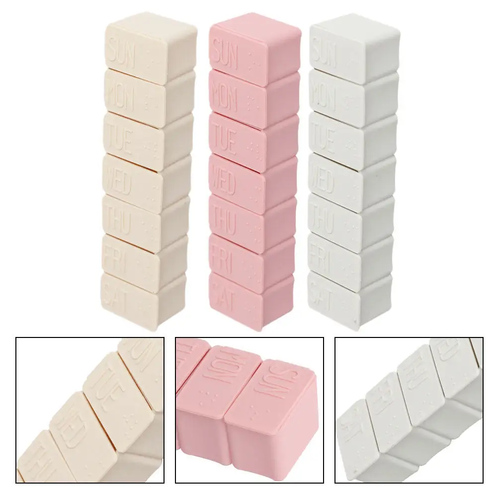 

3Pcs Lightweight Plastic 7-Compartment Weekly Box -to- Storage Case Travel Jewelry Organizer Container