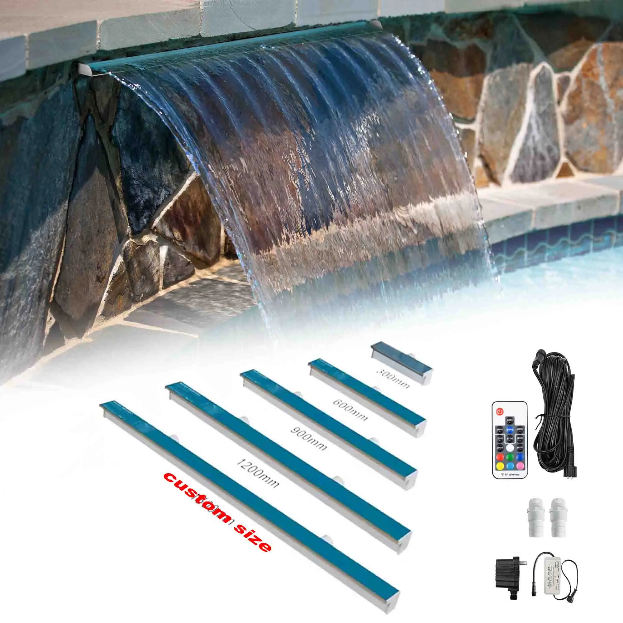 

Outdoor Stainless Steel Water Curtain Fountain Pump for Garden Swimming Pool Waterfall Functional for Yard Landscape Decoration