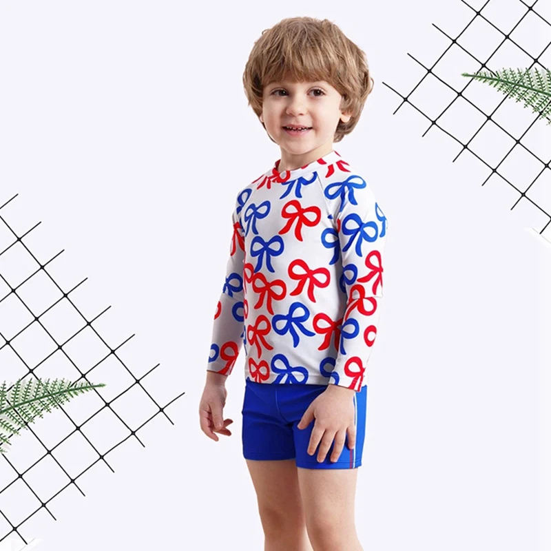 Cartoon Animals Pattern Printed Swimming Suits for Kids Boys Summer Quick Dry Elastic Swimming T-shirts Shorts Sets for Child