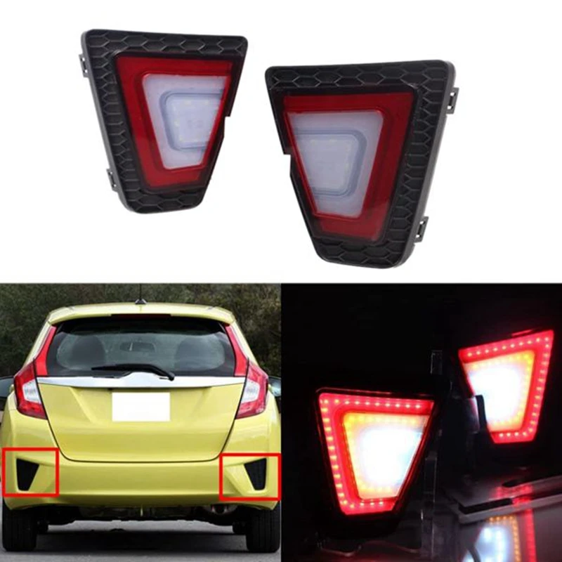 For-Honda Jazz Fit 2014-2015 Rear Bumper Reflector Lights Driving Brake Light Fog Lamp (Southeast Asia)