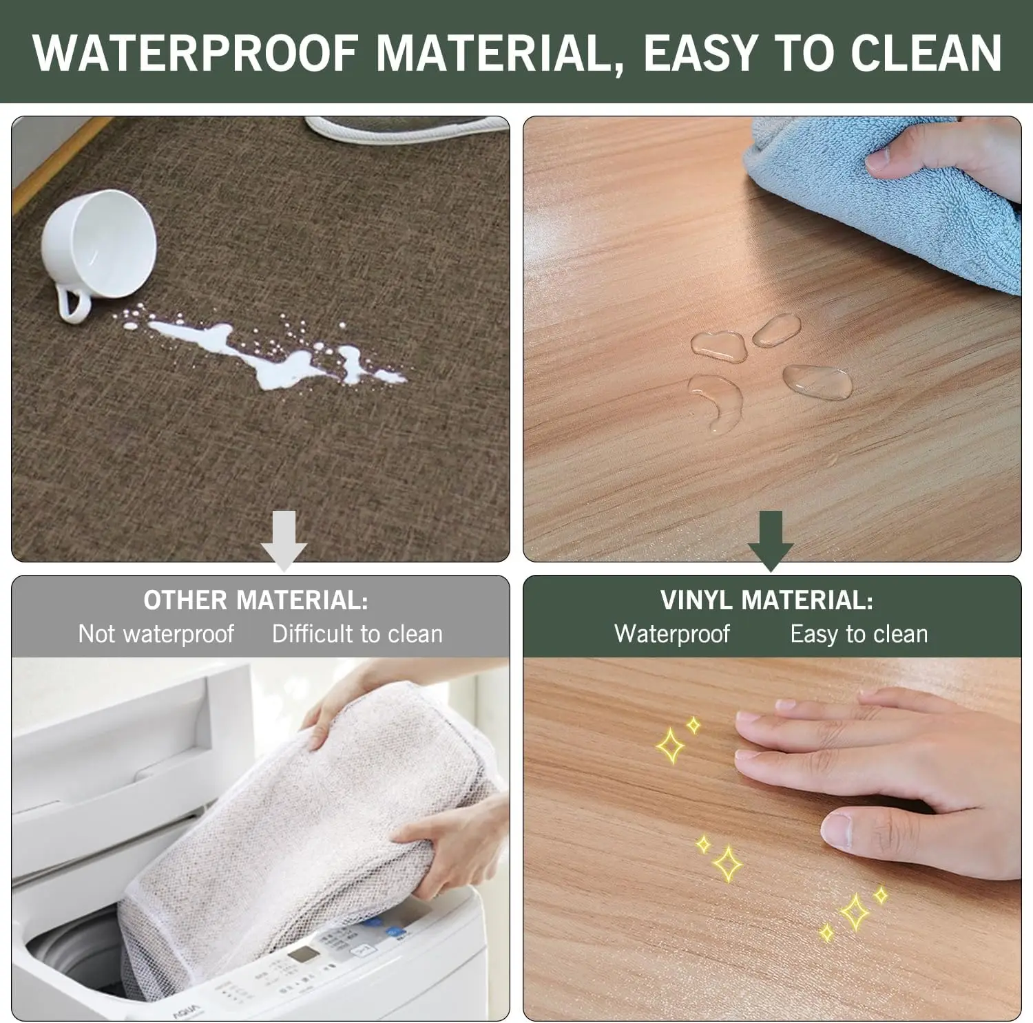 Plastic Floor Mat for Home, 8' x 12' Waterproof Area Rug for Living Room, Non-Slip Area Rug for Dining Room, Office Laundry