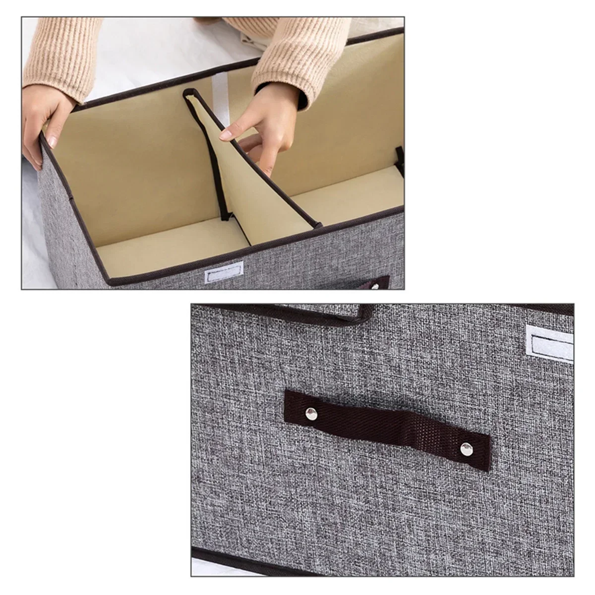 1 Pc Grey Storage Box Lightweight Versatile Organizer With Cover Clothes Container For Wardrobe