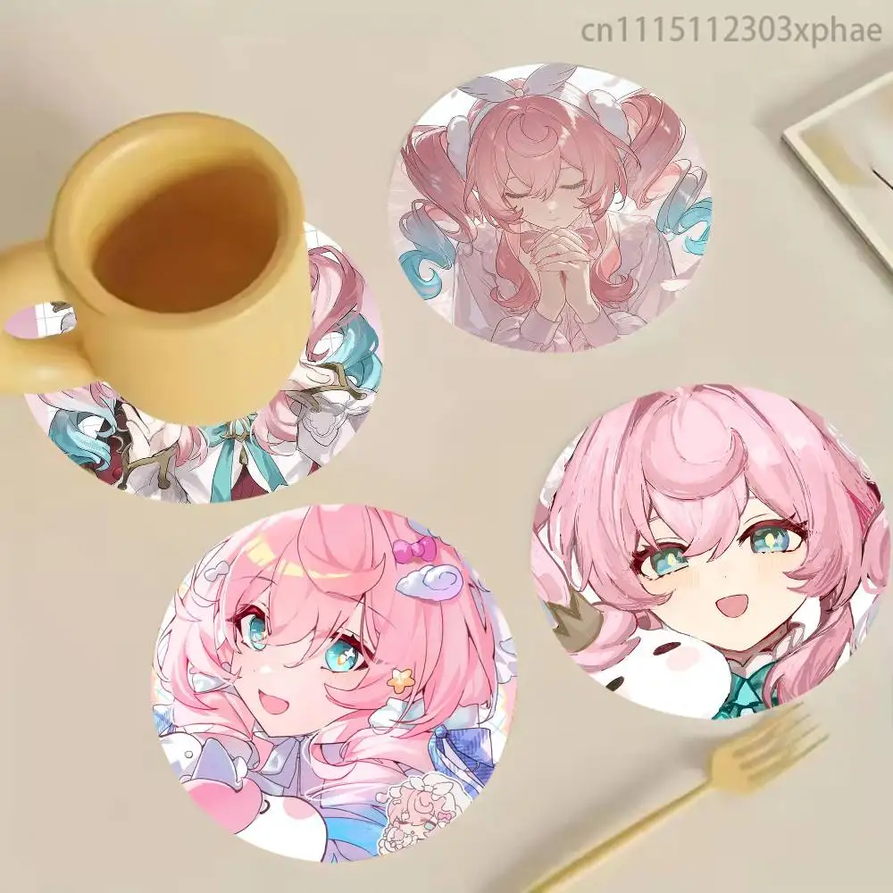 Honkai Star Rail Hyacine Wood Coaster Mug Tea Coffee Cup Pad Heat Resistant Placemats Tableware Decoration