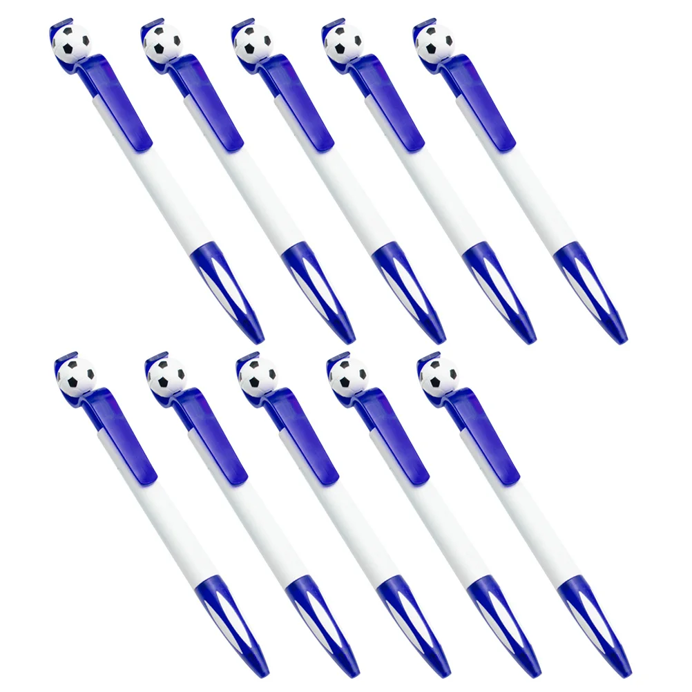 10Pcs Ballpoint Pens Soccer Design Retractable Ink Pens Portable Office School Writing Stationery Gift Soccer Party Favors